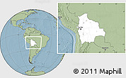 Blank Location Map of Bolivia, savanna style outside, hill shading outside
