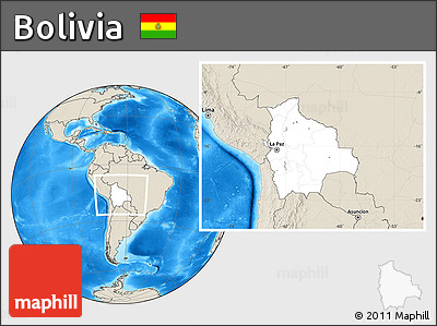 Blank Location Map of Bolivia, shaded relief outside