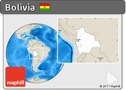Blank Location Map of Bolivia, shaded relief outside