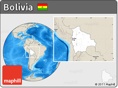 Blank Location Map of Bolivia, shaded relief outside