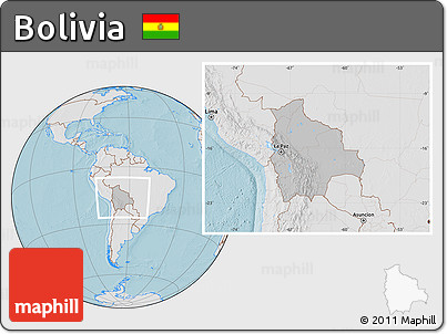 Gray Location Map of Bolivia, lighten, land only, hill shading