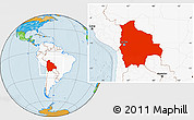 Political Location Map of Bolivia, highlighted continent