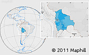 Political Location Map of Bolivia, lighten, desaturated