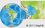 Political Location Map of Bolivia, physical outside