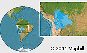 Political Location Map of Bolivia, satellite outside