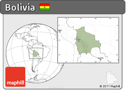 Savanna Style Location Map of Bolivia, blank outside, hill shading inside