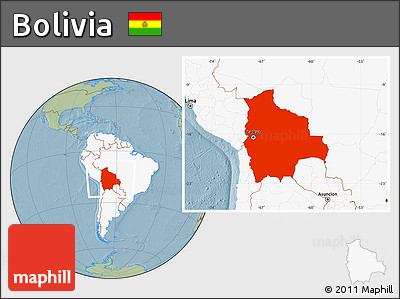 Savanna Style Location Map of Bolivia, highlighted continent, hill shading