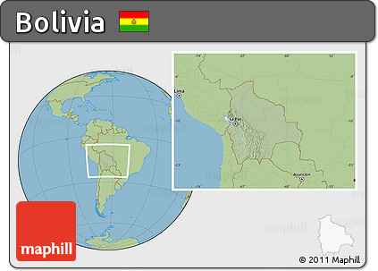 Savanna Style Location Map of Bolivia, hill shading inside