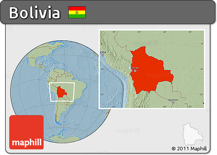 Savanna Style Location Map of Bolivia, hill shading