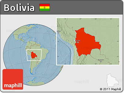 Savanna Style Location Map of Bolivia, hill shading