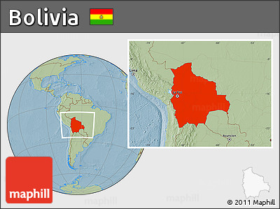 Savanna Style Location Map of Bolivia, hill shading