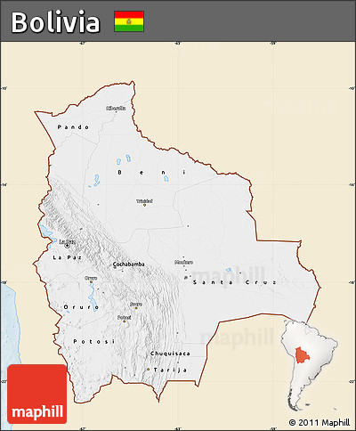 Classic Style Map of Bolivia, single color outside