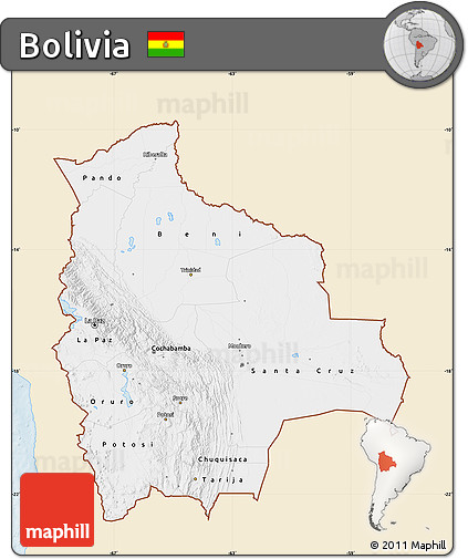 Classic Style Map of Bolivia, single color outside