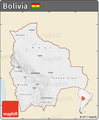 Classic Style Map of Bolivia, single color outside