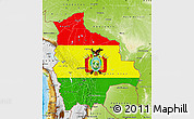 Flag Map of Bolivia, physical outside, flag centered