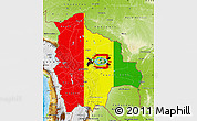 Flag Map of Bolivia, physical outside, flag rotated