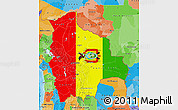 Flag Map of Bolivia, political outside, flag rotated