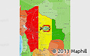 Flag Map of Bolivia, political shades outside, flag rotated