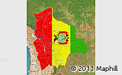 Flag Map of Bolivia, satellite outside, flag aligned to the middle