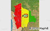 Flag Map of Bolivia, satellite outside, flag rotated