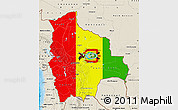 Flag Map of Bolivia, shaded relief outside, flag rotated