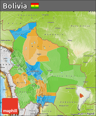 Political Map of Bolivia, physical outside