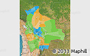 Political Map of Bolivia, satellite outside