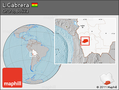 Gray Location Map of L.Cabrera, highlighted country, hill shading