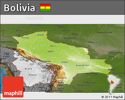 Physical Panoramic Map of Bolivia, darken