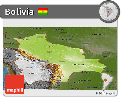 Physical Panoramic Map of Bolivia, darken