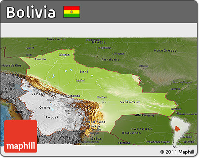 Physical Panoramic Map of Bolivia, darken