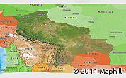 Satellite Panoramic Map of Bolivia, political shades outside