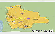 Savanna Style Panoramic Map of Bolivia, single color outside