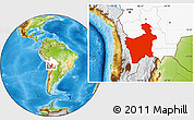 Physical Location Map of Potosi, highlighted country