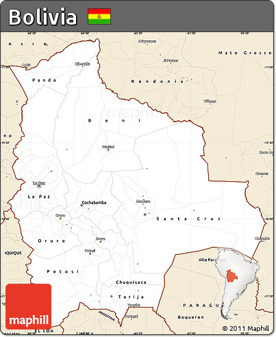 Classic Style Simple Map of Bolivia