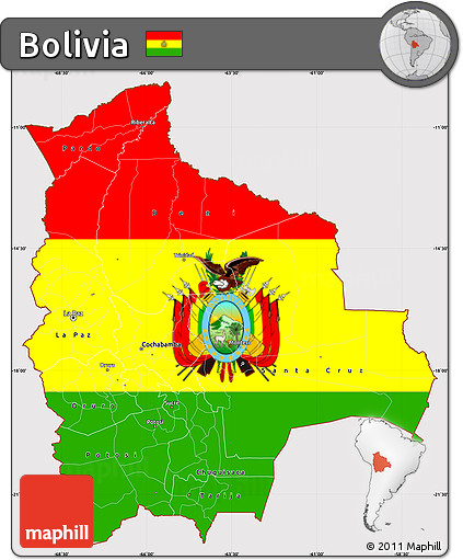 Flag Simple Map of Bolivia, flag centered