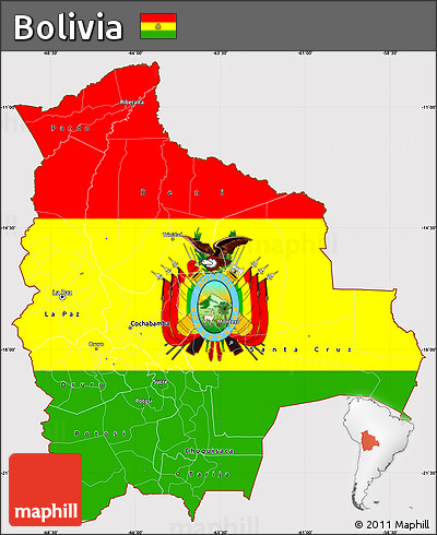 Flag Simple Map of Bolivia, flag centered