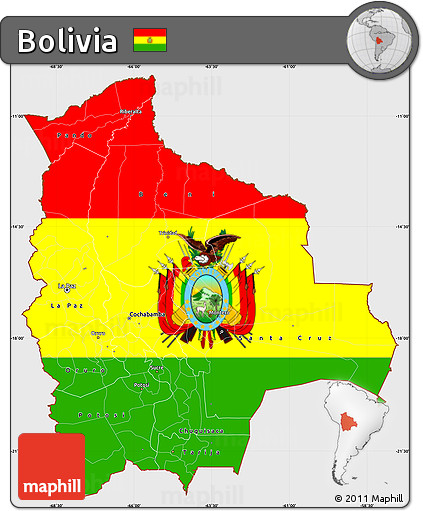 Flag Simple Map of Bolivia, single color outside, flag centered