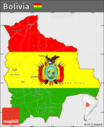 Flag Simple Map of Bolivia, single color outside, flag centered