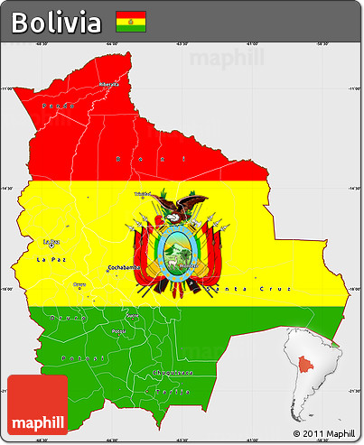 Flag Simple Map of Bolivia, single color outside, flag centered