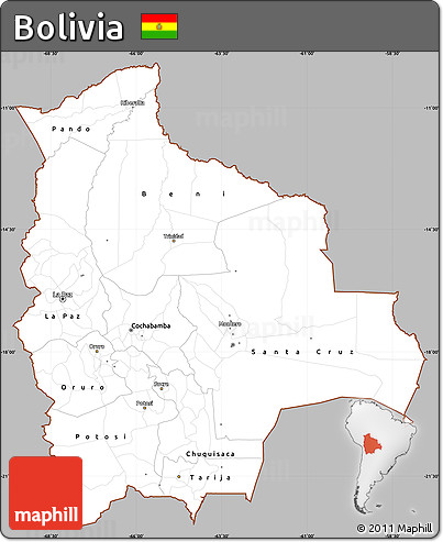 Gray Simple Map of Bolivia, single color outside