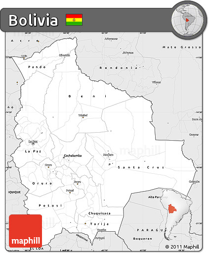 Silver Style Simple Map of Bolivia