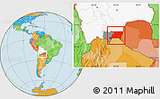 Political Location Map of Gran Chaco, highlighted country, highlighted parent region