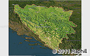 Satellite 3D Map of Bosnia and Herzegovina, darken