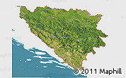 Satellite 3D Map of Bosnia and Herzegovina, single color outside
