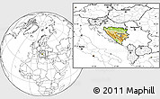 Physical Location Map of Bosnia and Herzegovina, blank outside