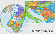 Physical Location Map of Bosnia and Herzegovina, political outside