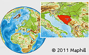 Physical Location Map of Bosnia and Herzegovina