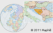 Political Location Map of Bosnia and Herzegovina, lighten