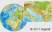 Political Location Map of Bosnia and Herzegovina, physical outside